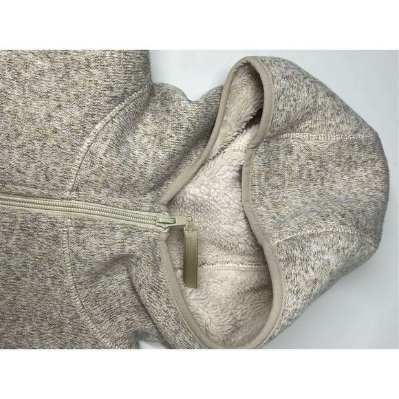 Anthro Thread & Supply Flees Knitted Hoodie 1/4 zipper Cream Teddy Lined Size S - Picture 7 of 15